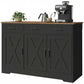 43" Farmhouse Sideboard Buffet Cabinet with 3 Barn Doors - Black