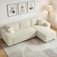 L-Shaped Corduroy Sectional Sofa with Reversible Chaise - Cream White