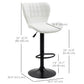 Bar Stools Set of 2 Adjustable Height Swivel Bar Chairs in PU Leather with Backrest & Footrest, White