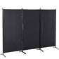 6' 3 Panel Room Divider, Double Hinged Folding Wall Divider, Indoor Privacy Screen for Home Office, Charcoal Grey