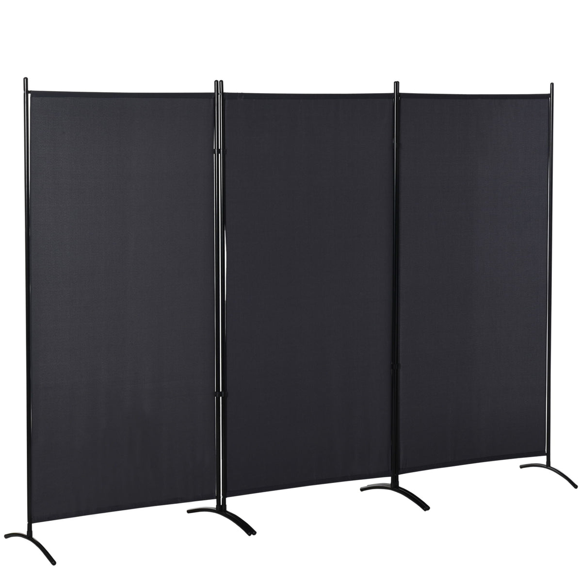 6' 3 Panel Room Divider, Double Hinged Folding Wall Divider, Indoor Privacy Screen for Home Office, Charcoal Grey