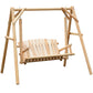 Freestanding 6.5' Wooden Loveseat Traditional Farmhouse Style Log Swing Natural Wood