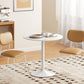 Modern Kitchen Table for 2 People, Round Dining Table with Steel Base for Living Room, Dining Room, White