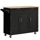 Kitchen Island Cart with 2 Drawers and Cabinets - Black