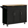 Kitchen Island Cart with 2 Drawers and Cabinets - Black