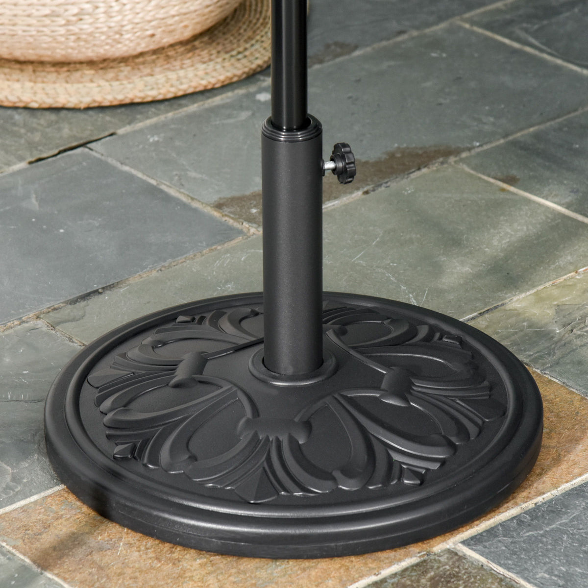 29lbs Cement Round Umbrella Base Heavy Duty 19" HDPE Parasol Stand, Black