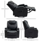 Massage Recliner Chair, Swivel Nursery Rocker Chair, Manual Reclining Sofa with 8 Vibration Points, PU Leather, Cup Holders, Side Pockets, for Living Room, Black