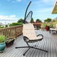 Outdoor Patio Wicker Hanging Egg Chair with Stand, Hammock Swing Chair with Cushion and Pillow, swing Chair with Stand, Cup Holder for Backyard, Garden, Porch, Beige