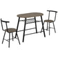 3-Piece Dining Table Set, Oval Kitchen Table and 2 Chairs, Small Breakfast Table Set with Metal Frame for Small Space, Dining Room, Living Room, 35.4" x 19.7" x 29.5"