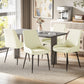 Set of 4 Upholstered Kitchen Chairs, Modern Dining Chairs with Diamond Tufting and Steel Legs for Dining Room, Cream White