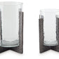 Garekton - Clear / Pewter Finish - Candle Holder Set (Set of 2)