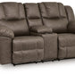 Lowilla - Double Reclining Loveseat With Console - Driftwood