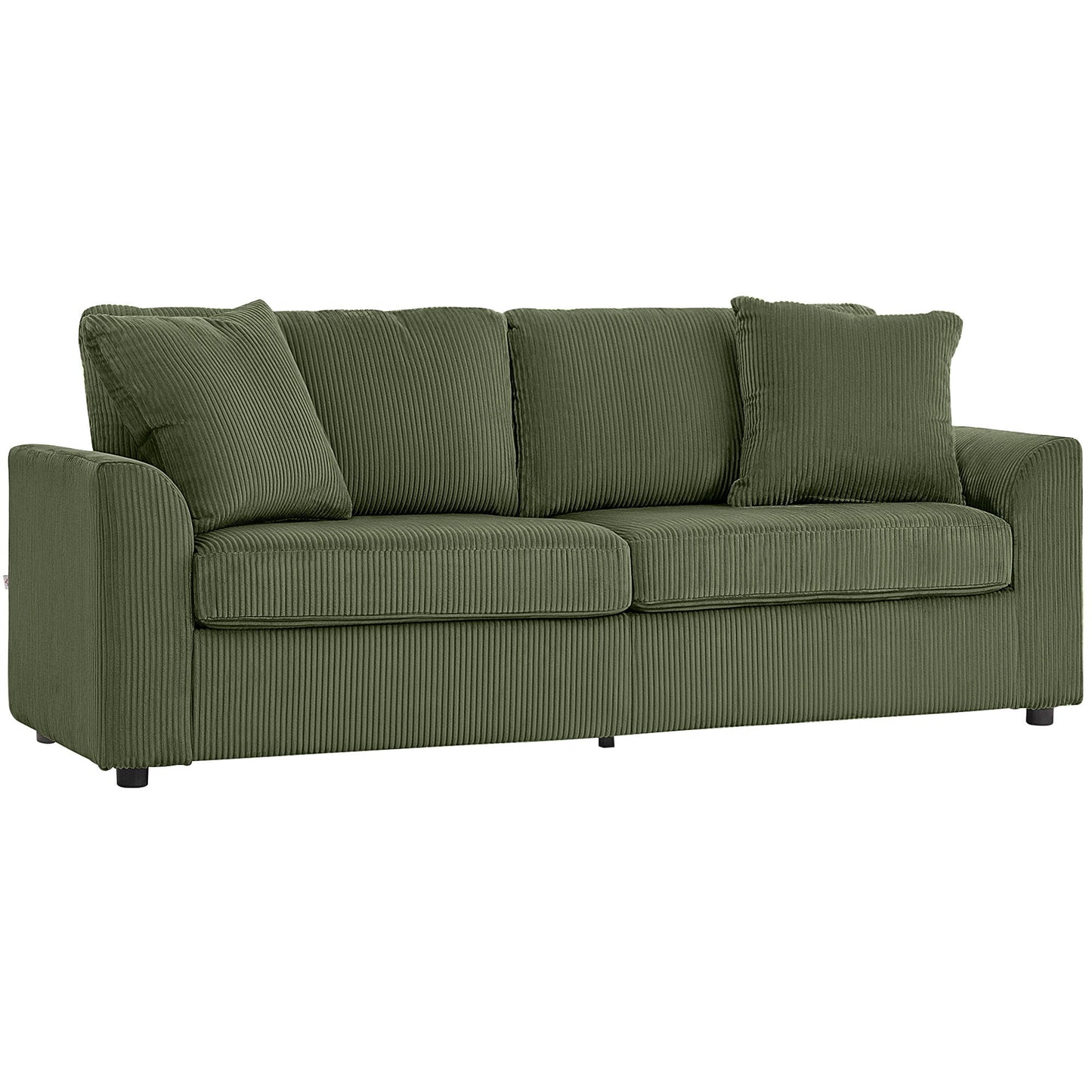 3 Seater Sofa, 83.5" Modern Upholstered Couch with Pocket Spring and 2 Scatter Cushions for Living Room, Green
