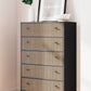 Charlang - Black / Gray - Five Drawer Chest