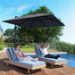 8 FT Aluminium Cantilever Patio Umbrella with 360° Rotation, Cross Base, Crank and Tilt for Garden, Patio, Dark Grey