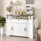Buffet Sideboard with 4 Barn Doors and 3 Drawers - White