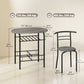 3-Piece Dining Set for 2 with Shelf - Charcoal Grey