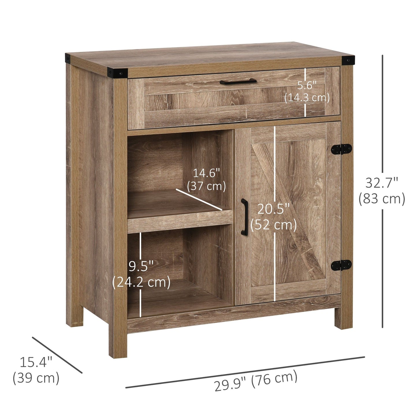 Barn Door Farmhouse Buffet Sideboard - Light Oak