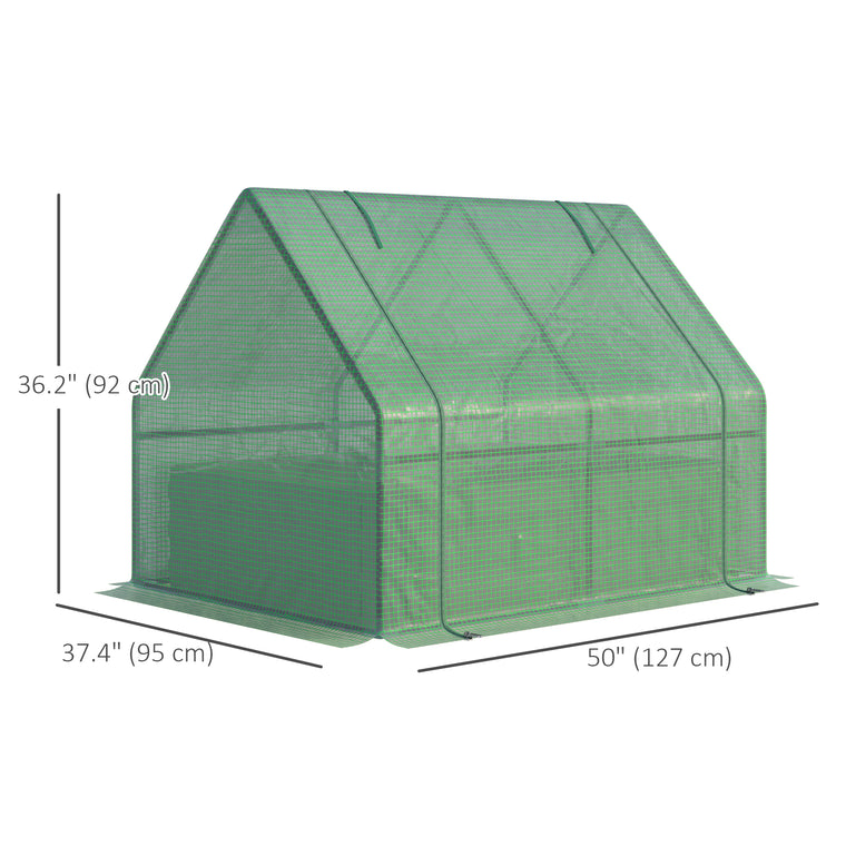 50" x 37.4" Green Steel Raised Garden Bed with Greenhouse