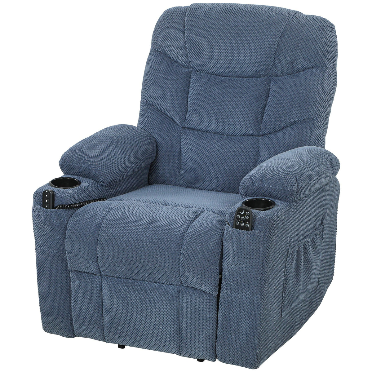 Power Lift Recliner with Massage and Cup Holders - Blue