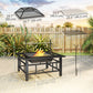 31.9" x 31.9" x 27.8" 2-in-1 Outdoor Fire Pit Firepit with BBQ Grill Grate, Wood Fire Pit with Adjustable Foot Pads, Outer Ledge, Poker, Mesh Lid for Backyard, Black