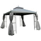 10' x 10' Steel Outdoor Patio Gazebo Canopy with Removable Mesh Curtains, Display Shelves, & Steel Frame, Grey