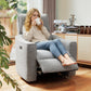 Power Recliner Chair, Linen-look Fabric Upholstered Recliner Chair with USB Ports, Footrest, Grey
