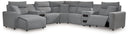 7 Pc. Power Reclining Sectional With LAF Press Back Power Chaise And Audio Consoles