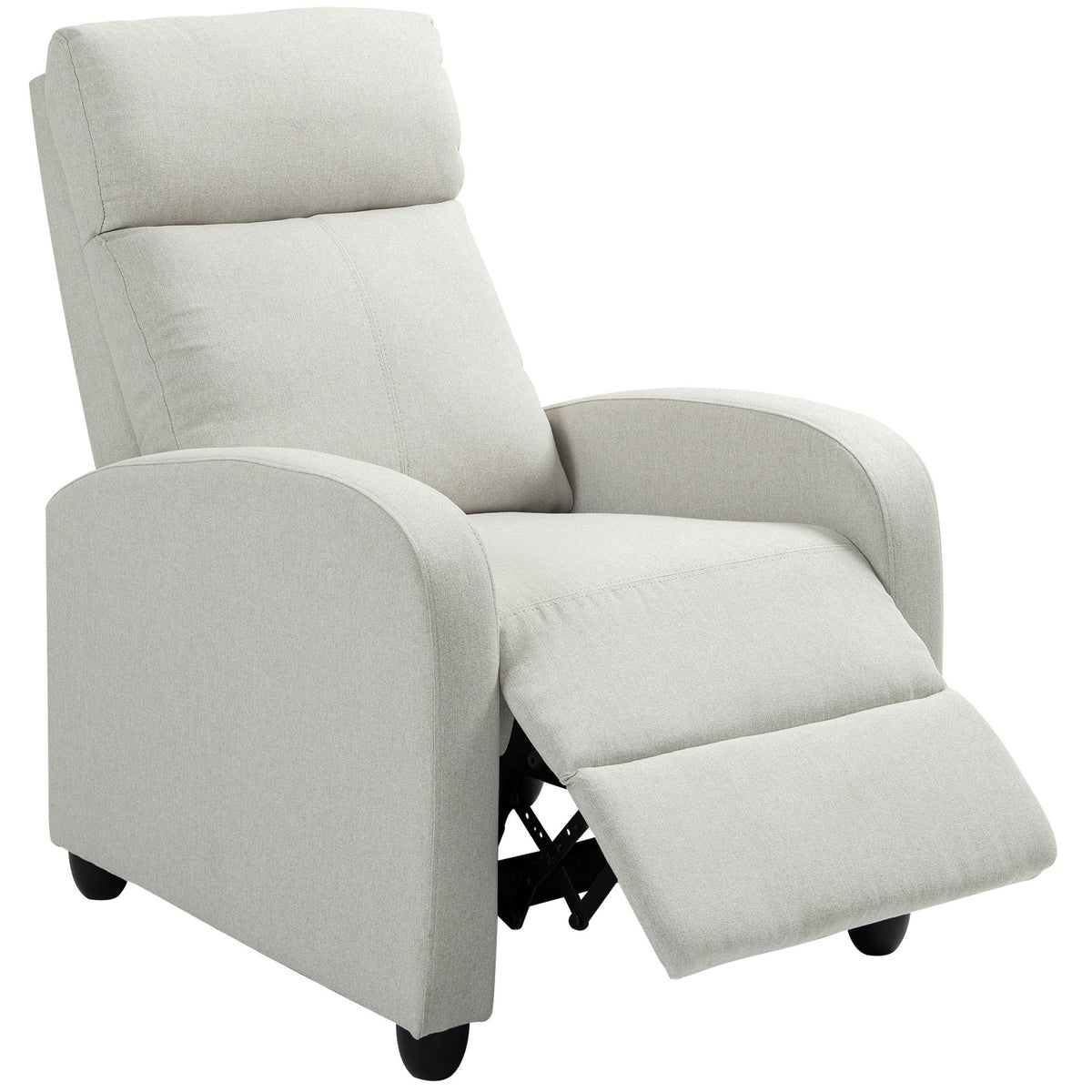 Fabric Recliner Chair Manual Home Theater Seating Single Reclining Sofa Chair with Padded Seat, Cream White