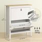 Narrow Shoe Cabinet with 2 Flip Drawers, Adjustable Shelves for Entryway, Holds 10-14 Pairs, White