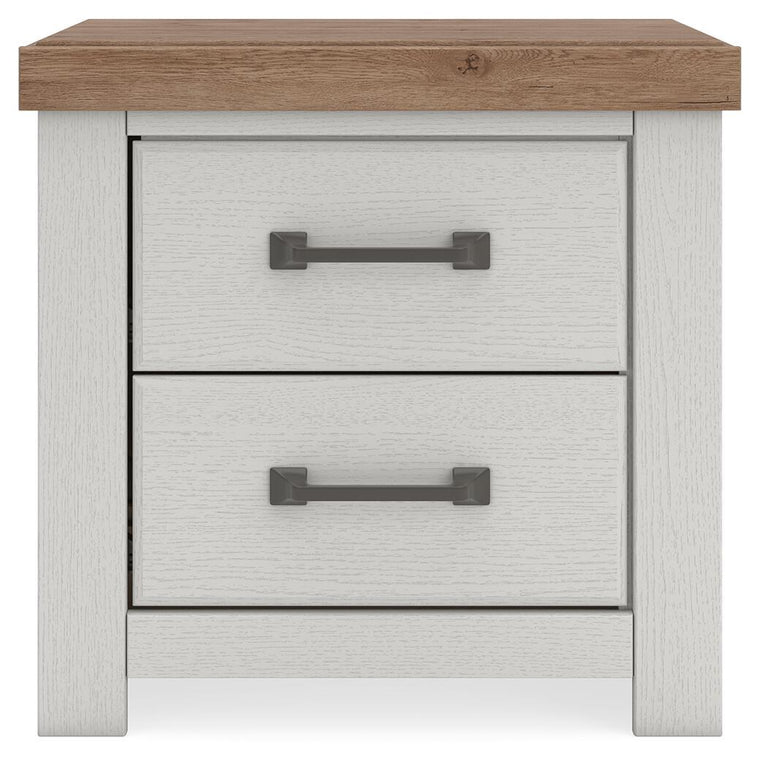 Savonport - Two Drawer Night Stand - White / Brown