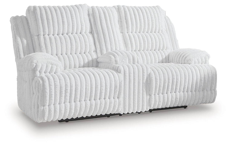Rhines Falls - Alloy - Double Reclining Power Loveseat With Console - Forward Furniture
