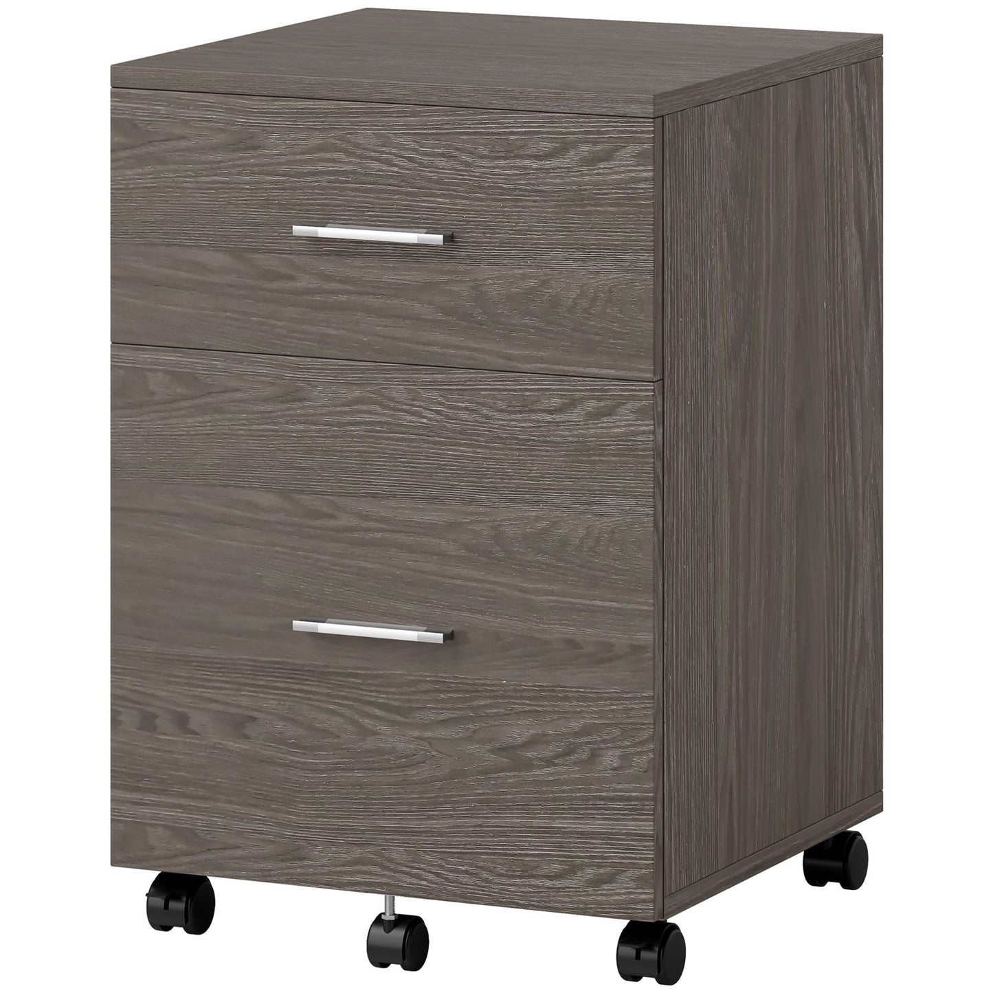 Mobile Filing Cabinet, Vertical File Cabinet with 2 Drawers, Wheels, for Letter or A4 File, Grey