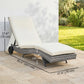 Outdoor Adjustable Wicker Chaise Lounge Chair with Cushion & Wheels for Patio, Deck, Poolside, Cream White