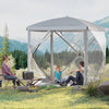 Pop-Up Tent, Foldable Screen Tent with Carry Bag, Zippered Door and Ground Stakes, Fits 3-4 People, Light Grey
