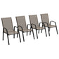 Set of 4 Outdoor Dining Chairs, Heavy Duty Stackable Patio Dining Set with Armrests for Balcony Garden, Grey