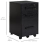 3-Drawer Vertical Filing Cabinet with Lock - Black