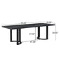 Modern 6-Piece Dining Set with Industrial Table and Rattan Back Chairs, Family Table Seats Up to 8 People, 95" L x 39" W x 30" H, Beige+Black