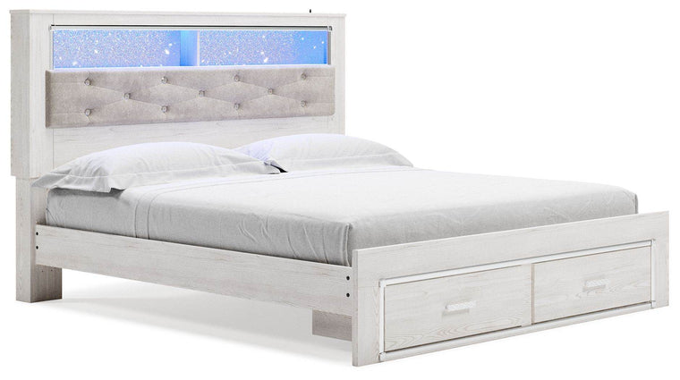 Altyra - White - King Upholstered Bookcase Bed With Storage - Forward Furniture