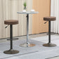 Modern Adjustable Bar Stools Set of 2, Swivel Barstool with Footrest, PU Leather Round Top for Kitchen, Brown