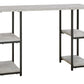 Lazabon - Gray / Black - Home Office Desk - Double-Shelf Pedestal