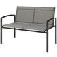 Outdoor Garden Bench, 44 in Metal Patio Garden Park Bench with Breathable Mesh Fabric, 528 lb Load Capacity, Grey