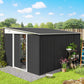 11' x 9' Steel Garden Storage Shed, Outdoor Metal Tool House with Double Sliding Doors, Dark Grey