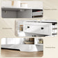 Sideboard Buffet Cabinet, Farmhouse Coffee Bar Cabinet with Door Shelves, Adjustable Shelves, Drawer, Barn Doors, White