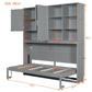Twin-Size Wall Murphy Bed with Integrated Storage, Flexible Slat, Foldaway Bed with Dual-Piston Mechanism, 83'' L x 15.5'' W x 90.5'' H, Gray