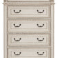 Realyn - White / Brown / Beige - Five Drawer Chest