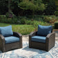 Windglow - Blue / Brown - Lounge Chair With Cushion