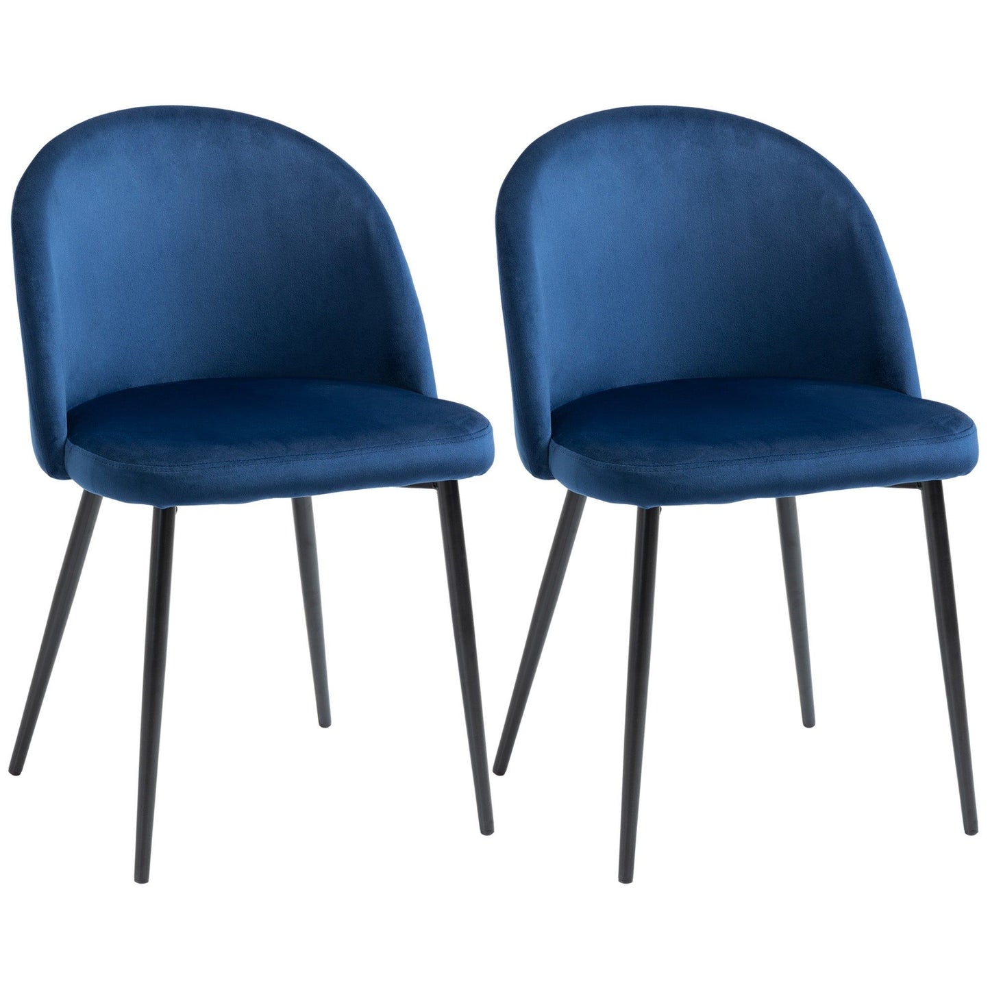Mid-Back Velvet Dining Chairs Set of 2 - Dark Blue