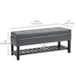 44" PU Leather Tufted Ottoman Shoe Bench Storage Chest Hallway Grey