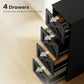 4 Drawer File Cabinet with Silent Slides, Vertical Farmhouse Filing Cabinet Fits Letter/A4 Size Home Office, Black